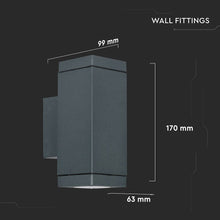 Cargar imagen en el visor de la galería, V-TAC PORTALAMPADA DOPPIO APPLIQUE WALL LAMP DA MURO IP44 PER 2 LAMPADINE GU10