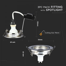 Cargar imagen en el visor de la galería, V-TAC SUPER SAVER PACK CONFEZIONE 3 FARETTI LED GU10 5W CON PORTAFARETTI ORIENTABILI