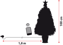 Carica l'immagine nel visualizzatore di Gallery, Albero artificiale verde, fibre ottiche sfumate, 1 m, 95 led RGB Multicolor, PVC, con vaso verde