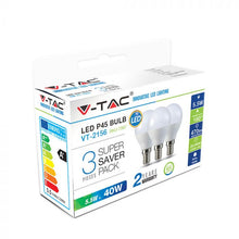 Cargar imagen en el visor de la galería, V-TAC CONFEZIONE 3 LAMPADINE LED E14 5,5W MINIGLOBO