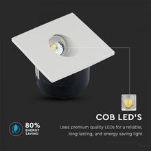 Carica l&#39;immagine nel visualizzatore di Gallery, V-TAC SQ FARETTO SEGNAPASSO LED DA INCASSO QUADRATO 3W COB
