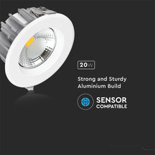 Carica l&#39;immagine nel visualizzatore di Gallery, V-TAC  RD FARETTO LED DA INCASSO ROTONDO 20W COB
