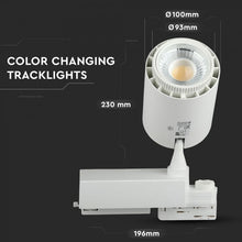 Carica l&#39;immagine nel visualizzatore di Gallery, V-TAC TRACK LIGHT LED COB  3 STEP CHANGING COLOR CRI≥95 DIMMERABILE
