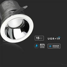 Carica l&#39;immagine nel visualizzatore di Gallery, V-TAC FARETTO LED DA INCASSO ROTONDO E ORIENTABILE COB CREE 15W CRI≥95

