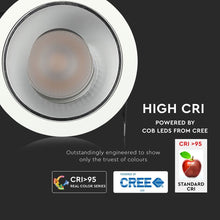 Carica l&#39;immagine nel visualizzatore di Gallery, V-TAC FARETTO LED DA INCASSO ROTONDO E ORIENTABILE COB CREE 15W CRI≥95
