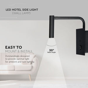 V-TAC  LAMPADA DA MURO WALL LIGHT LED CREE 3W COLORE NERO CON USB