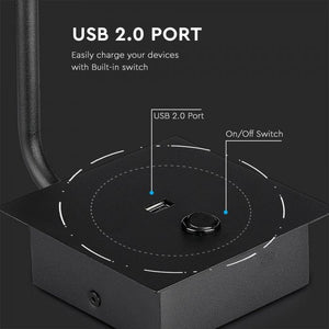 V-TAC  LAMPADA DA MURO WALL LIGHT LED CREE 3W COLORE NERO CON USB