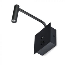 Carica l&#39;immagine nel visualizzatore di Gallery, V-TAC  LAMPADA DA MURO WALL LIGHT LED CREE 3W COLORE NERO CON USB
