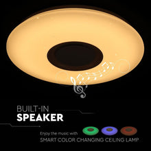 Carica l&#39;immagine nel visualizzatore di Gallery, V-TAC PLAFONIERA LED RGB 35W FORMA CIRCOLARE EFFETTO CIELO STELLATO CON ALTOPARLANTE E TELECOMANDO
