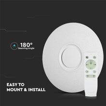 Carica l&#39;immagine nel visualizzatore di Gallery, V-TAC PLAFONIERA LED RGB 35W FORMA CIRCOLARE EFFETTO CIELO STELLATO CON ALTOPARLANTE E TELECOMANDO
