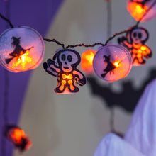 Carica l&#39;immagine nel visualizzatore di Gallery, CATENA 1,35 m, 10 SCHELETRI HALLOWEEN, LED ARANCIO
