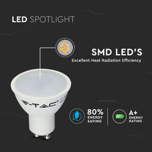 Carica l&#39;immagine nel visualizzatore di Gallery, V-TAC LAMPADINA LED GU10 5W FARETTO SPOTLIGHT 110°
