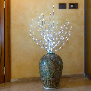 Ramo argento h 100 cm, 144 led bianco , cavo trasparente