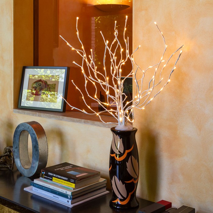 Ramo bianco, h. 100 cm, led bianco