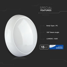 Carica l&#39;immagine nel visualizzatore di Gallery, V-TAC PLAFONIERA LED 15W FORMA CIRCOLARE CHIP SAMSUNG IP65 3IN1

