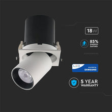 Cargar imagen en el visor de la galería, V-TAC FARETTO LED COB 18W 24° DA INCASSO ROTONDO ESTRAIBILE ORIENTABILE CRI≥90
