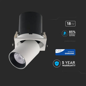 V-TAC FARETTO LED COB 18W 24° DA INCASSO ROTONDO ESTRAIBILE ORIENTABILE CRI≥90