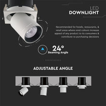 Cargar imagen en el visor de la galería, V-TAC FARETTO LED COB 18W 24° DA INCASSO ROTONDO ESTRAIBILE ORIENTABILE CRI≥90
