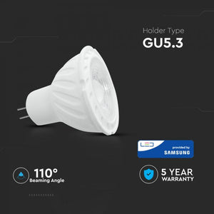 V-TAC LAMPADINA LED GU5.3 (MR16) 6,5W FARETTO SPOTLIGHT CHIP SAMSUNG