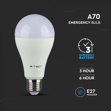 Carica l&#39;immagine nel visualizzatore di Gallery, V-TAC LAMPADINA LED E27 9W BULB A70 LUCE EMERGENZA ANTI BLACK-OUT
