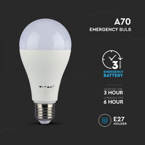 V-TAC LAMPADINA LED E27 9W BULB A70 LUCE EMERGENZA ANTI BLACK-OUT