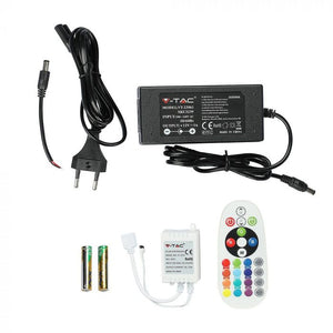 V-TAC KIT CON STRISCIA LED 5050 MULTICOLORE RGB 5MT CONTROLLER E ALIMENTATORE