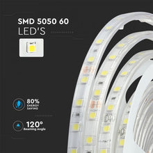 Carica l&#39;immagine nel visualizzatore di Gallery, V-TAC STRISCIA LED IMPERMEABILE MONOCOLORE 60 LED/METRO 24V
