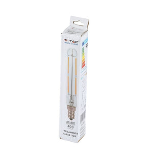 V-TAC LAMPADINA LED E14 4W TUBOLARE 4 FILAMENTI