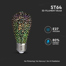 Carica l&#39;immagine nel visualizzatore di Gallery, V-TAC LAMPADINA E27 FILAMENTO LED 3W BULB ST64 VETRO SPECCHIATO ARGENTO EFFETTO 3D
