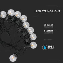 Cargar imagen en el visor de la galería, V-TAC CATENA DA 10 LAMPADINE LED MINI GLOBO FILAMENT PER INTERNO E ESTERNO
