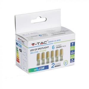 V-TAC PACK CONFEZIONE 6 LAMPADINE LED G9 3W