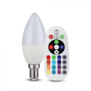 V-TAC LAMPADINA LED E14 3,5W CANDELA RGB+W CON TELECOMANDO