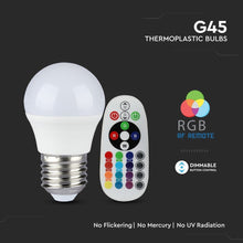 Cargar imagen en el visor de la galería, V-TAC LAMPADINA LED E27 3,5W MINIGLOBO G45 RGB+W CON TELECOMANDO
