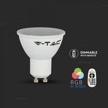 Carica l&#39;immagine nel visualizzatore di Gallery, V-TAC LAMPADINA LED GU10 3,5W FARETTO SPOTLIGHT 110° RGB+W CON TELECOMANDO
