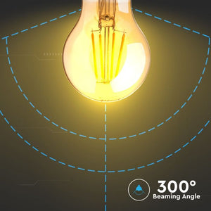 V-TAC LAMPADINA LED E27 6W BULB A60 CHIP SAMSUNG FILAMENTO AMBRATA