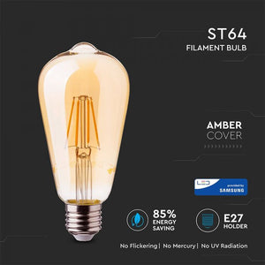 V-TAC LAMPADINA LED E27 6W BULB ST64 FILAMENTO