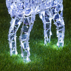 Renna luminosa con cristalli, led bianco freddo e caldo