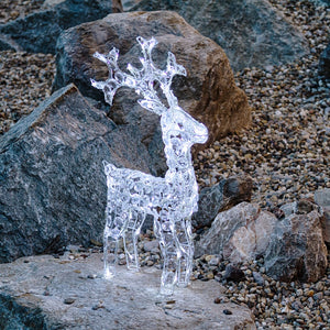 Renna luminosa con cristalli, led bianco freddo e caldo