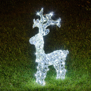 Renna luminosa con cristalli, led bianco freddo e caldo