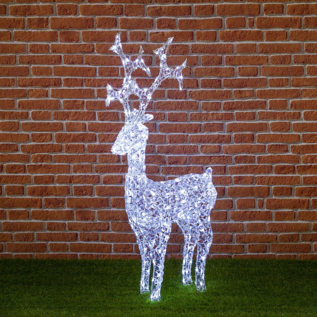 Renna con cristalli, h. 90 cm, led bianco freddo