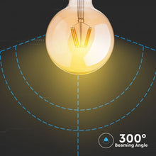Carica l&#39;immagine nel visualizzatore di Gallery, V-TAC LAMPADINA LED E27 6W GLOBO G125 CHIP SAMSUNG FILAMENTO AMBRATA
