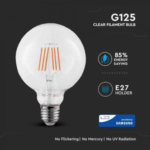 V-TAC LAMPADINA LED E27 6W GLOBO G125 CHIP SAMSUNG