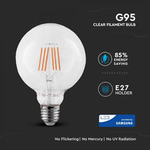 Cargar imagen en el visor de la galería, V-TAC  LAMPADINA LED E27 6W GLOBO G95 CHIP SAMSUNG
