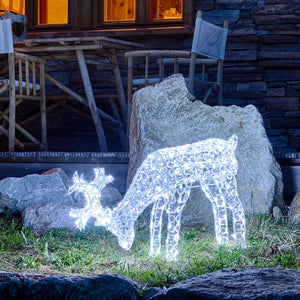 Renna che bruca l'erba, h. 50 cm, led bianco freddo