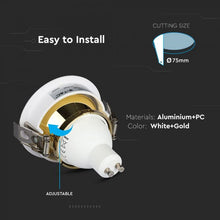 Cargar imagen en el visor de la galería, V-TAC PORTAFARETTO ORIENTABILE ROTONDO DA INCASSO PER LAMPADINE GU10 E GU5.3
