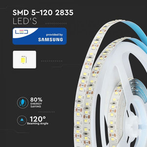 V-TAC STRISCIA LED 2835 MONOCOLORE 120 LED/METRO CHIP SAMSUNG