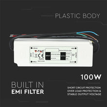Carica l&#39;immagine nel visualizzatore di Gallery, V-TAC PRO ALIMENTATORE 100W IMPERMEABILE IP67 A 1 USCITA CON CAVI A SALDARE

