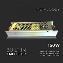 Carica l&#39;immagine nel visualizzatore di Gallery, V-TAC ALIMENTATORE 150W SLIM SERIES PER USO INTERNO 24V A 2 USCITE CON MORSETTI A VITE
