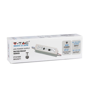 V-TAC ALIMENTATORE 30W IMPERMEABILE IP67 A 1 USCITA CON CAVI A SALDARE