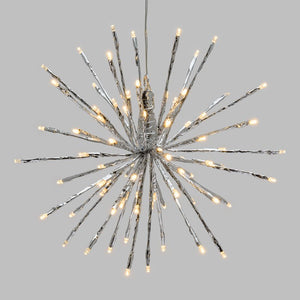TWIGball argento, h. 30 cm, 80 led bianco , cavo bianco